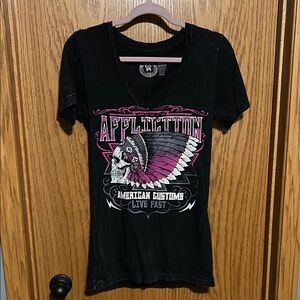 Affliction Black Fitted Short Sleeve Graphic Tee